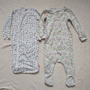 Magnetic Me Floral Footie Sleepsack Baby Girl 9-12M Modal Organic Cotton 2x Set